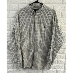 RALPH LAUREN MENS BUTTON DOWN SHIRT SIZE 17‎ 36/37 YARMOUTH LONG SLEEVE PLAID